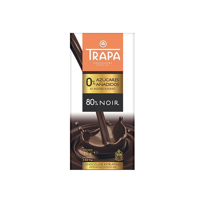 Шоколад Трапа без захар 80 процента какао 80 гр.