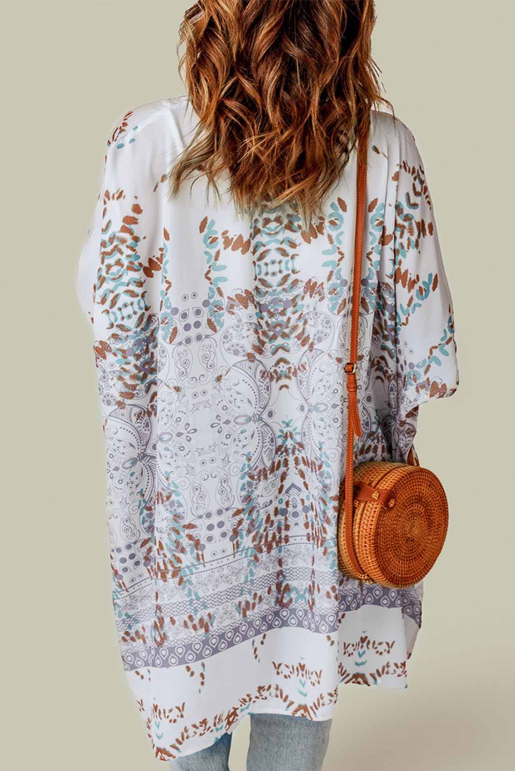 Плажно макси кимоно в земни тонове | Trendo.bg