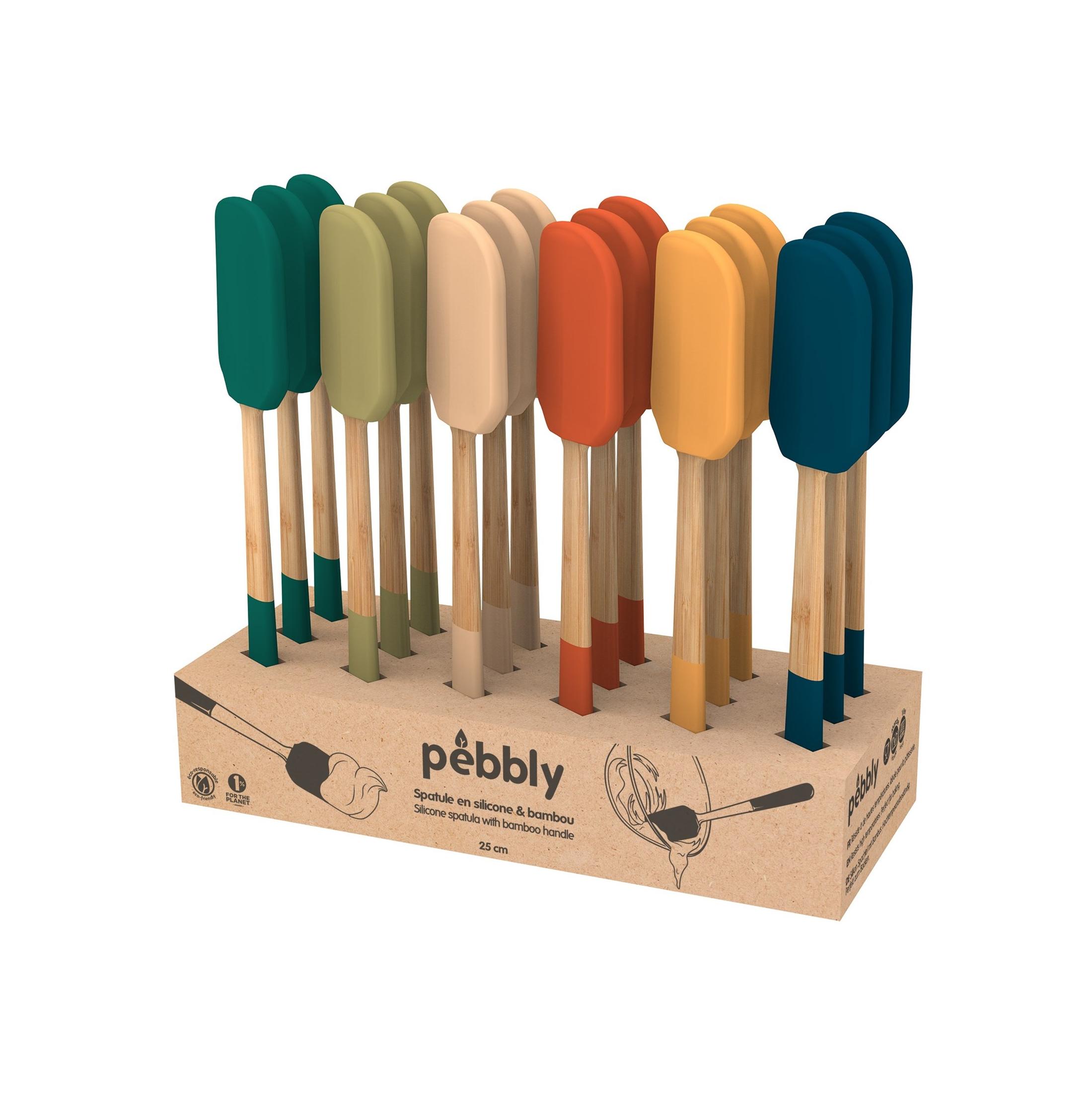 PEBBLY Бамбукова силиконова шпатула 25 см. - различни пастелни цветове