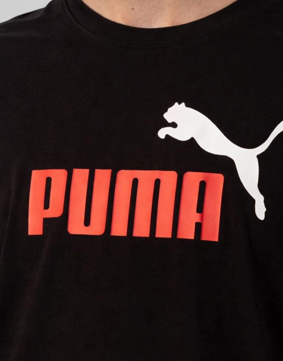 PUMA Essentials+ Двуцветна Лого Тениска в Черно | Trendo.bg