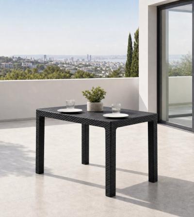 Ратанов комплект Milano Garden с маса и 6 стола, черен — миниатюра 4