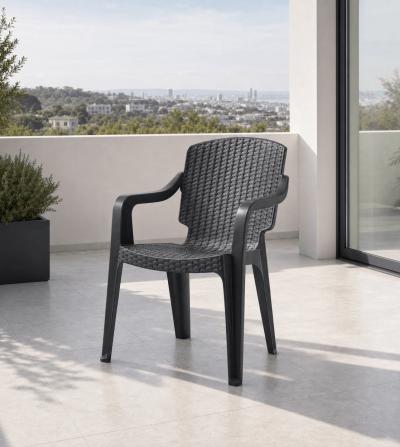 Ратанов комплект Milano Garden с маса и 6 стола, черен — миниатюра 3