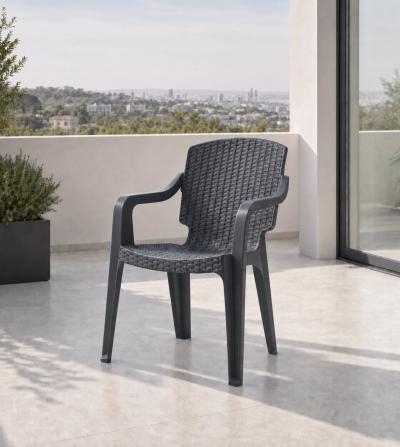 Ратанов комплект Milano Garden с маса и 6 стола, антрацит — миниатюра 6